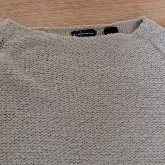Moda International boatneck nubby
sweater Womens L beige wool blend Minimslist - Picture 6 of 12